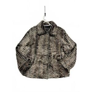 Vtg 90's Unique International Women's Faux Fur Coat with Chevron Design Sz XL